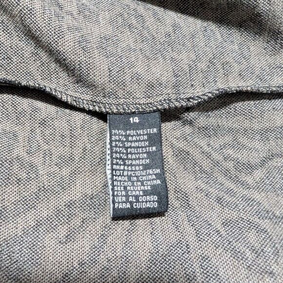 Perceptions Gray Black Animal Print Shift Dress Cowl Neck Pockets Women's 14 - Picture 7 of 8